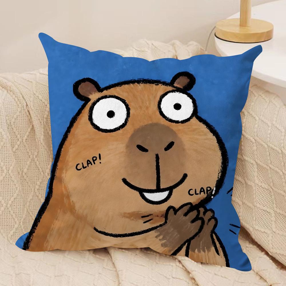 Cute Kicapara Cartoon Cushion Cover Silky Short Plush Invisible Zipper Dustproof Sofa Pillow Case For Home Decor