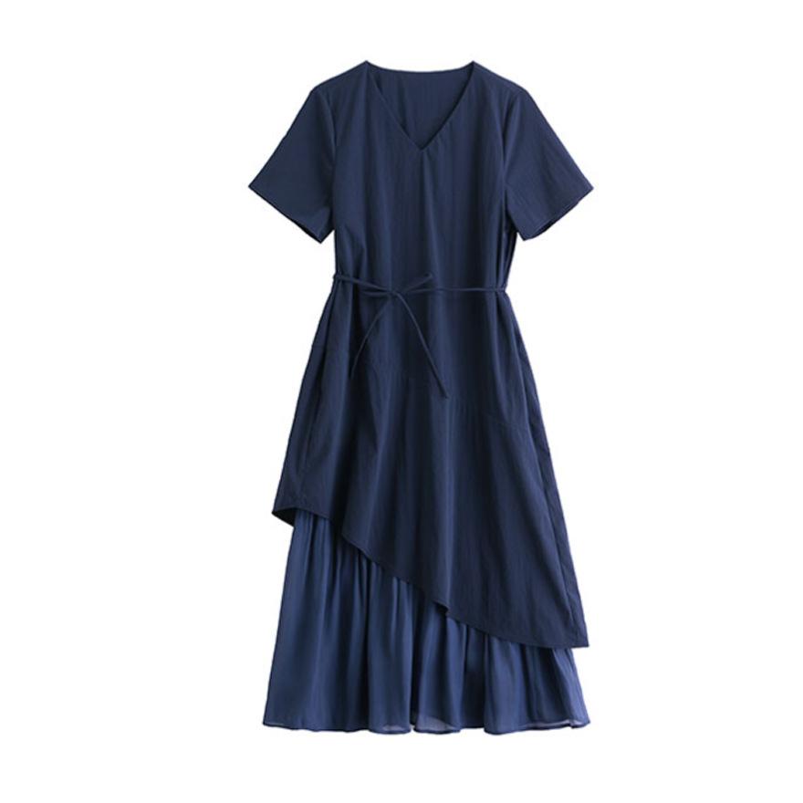 Fashion fake two-piece dress for women's summer new design, loose and thin, white long skirt covering belly