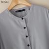 ZANZEA Women Casual Round Neck Solid Color Loose 3/4 Sleeve Blouse
