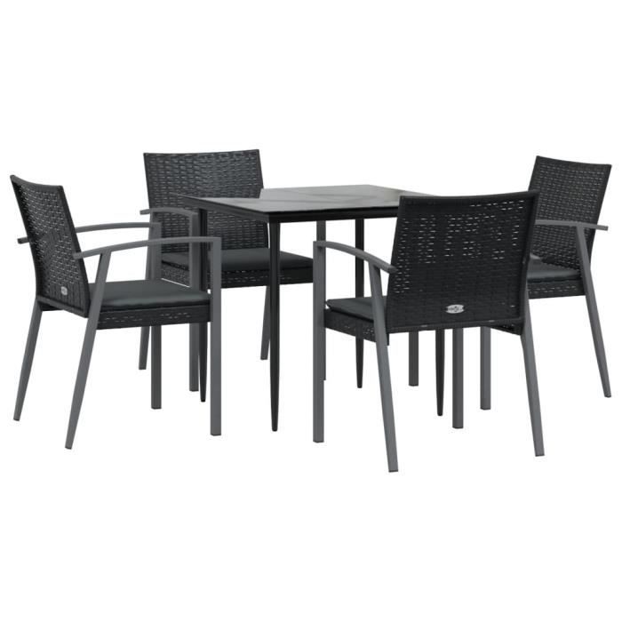 VidaXL Ensemble à manger de jardin 5 pcs coussins résine tressée acier 3186972