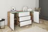 Modern 150cm Chest of Drawers for the Living Room, 3 Drawers, 2 Cabinets, Wotan, White Gloss