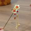 Vintage-Style Copper Coin Flower Hairpin with Tassel - Elegant Hanfu Hair Accessory