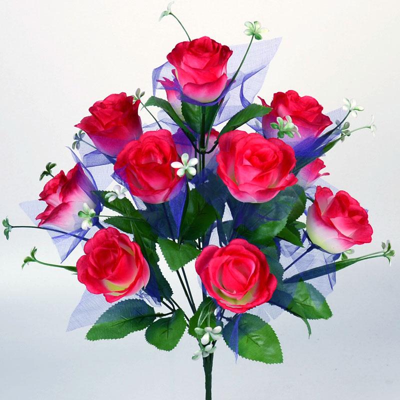 12-Head Rose Artificial Flower Arrangement for Weddings and Home Decor - Ideal for Living Room, Tea or Coffee Table Display