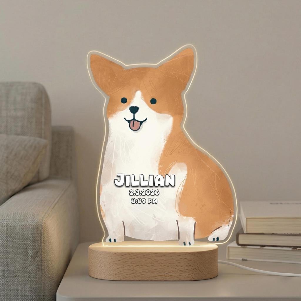 Personalized Animal Pattern Night Light Personalized Text Golden Retriever LED Design Cute Dog Themed Home Decor Souvenir Gift