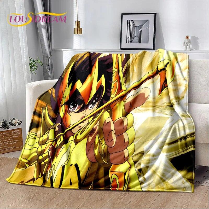 Cartoon Saint Seiya Retro Anime HD Blanket,Soft Throw Blanket for Home Bedroom Bed Sofa Picnic Travel Office Cover Blanket Kids