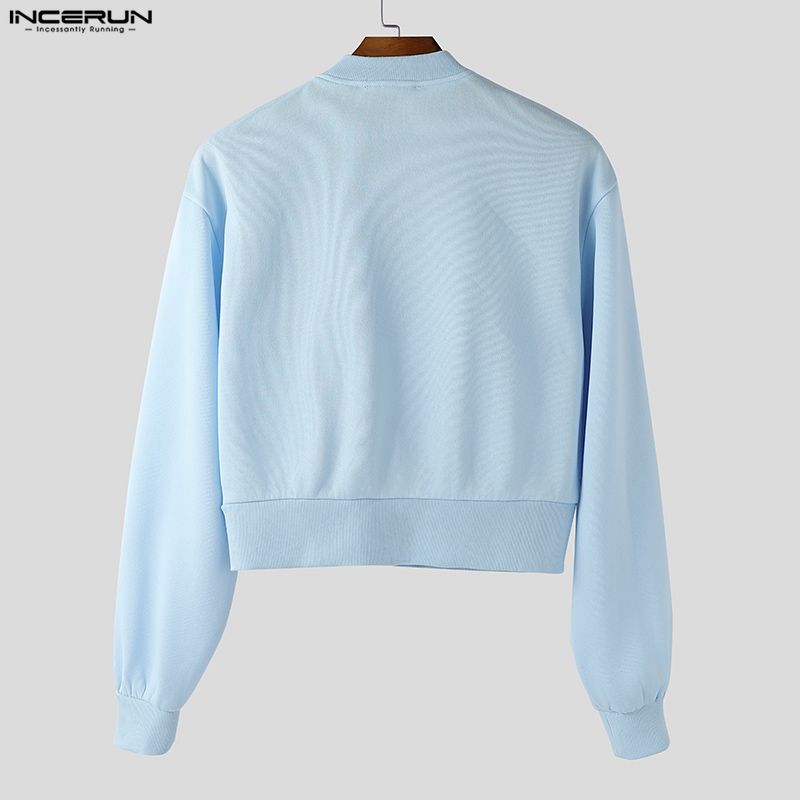 INCERUN Spring Men Zip-up Long Sleeve Casual Loose Short Jackets Coats