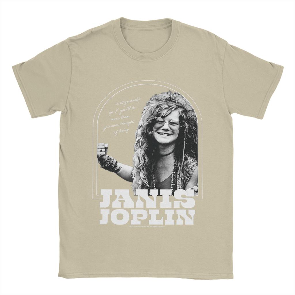 Mens TShirt Janis Joplin Let Yourself Go Be More Novelty Pure Cotton Tees Short Sleeve T Shirts Crew Neck Clothes Printed