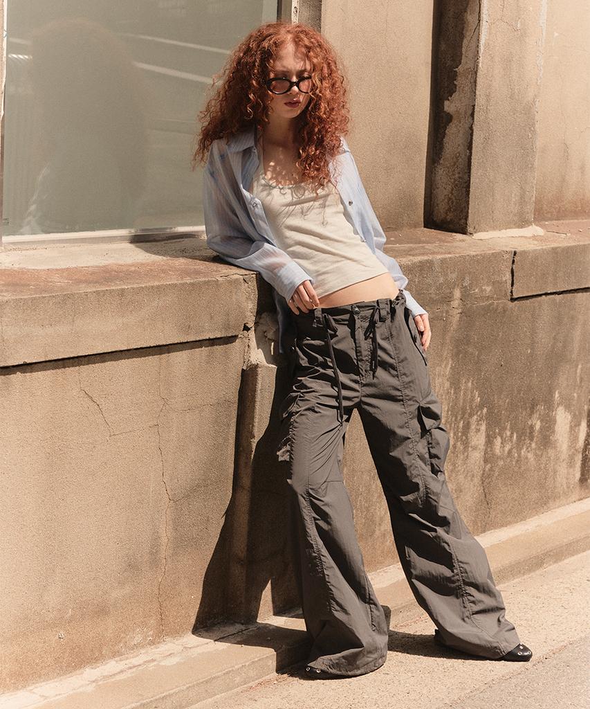 Odeseu Comfy Parachute Cargo Pants - Charcoal