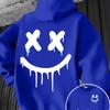Smiley Face Print Men's and Women's Autumn  Winter Trendy Printed Hooded Fleece Sweatshirt Front and Back Printed Casual Hoodie