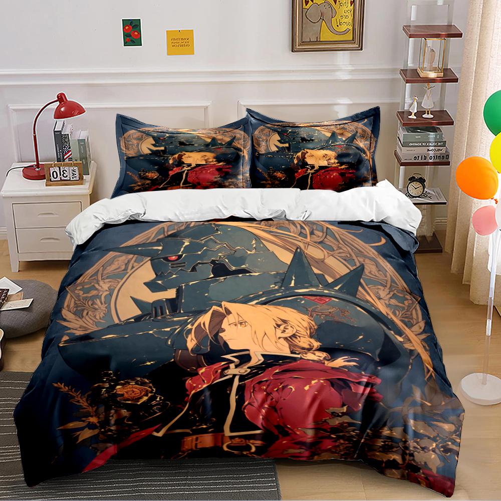 Anime Character and Armor Design Bedding Set Bedding Set (1 Duvet Cover, 2 Pillowcases, Duvet Not Included)