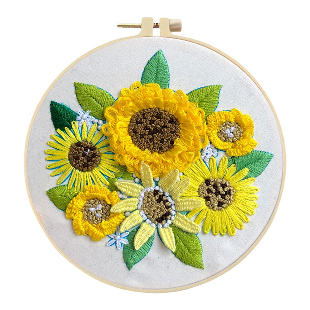 

Наборы для вышивки крестиком с цветочным принтом и пяльцами из цветной ткани