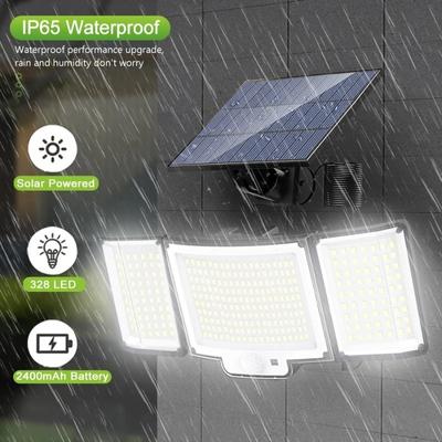 1800MAH 328LED Solarleuchten für den Außenbereich, superhell, 3 Modi, Flutlicht, IP65, wasserdichte Wandleuchte mit Fernbedienung für den Hofgarten