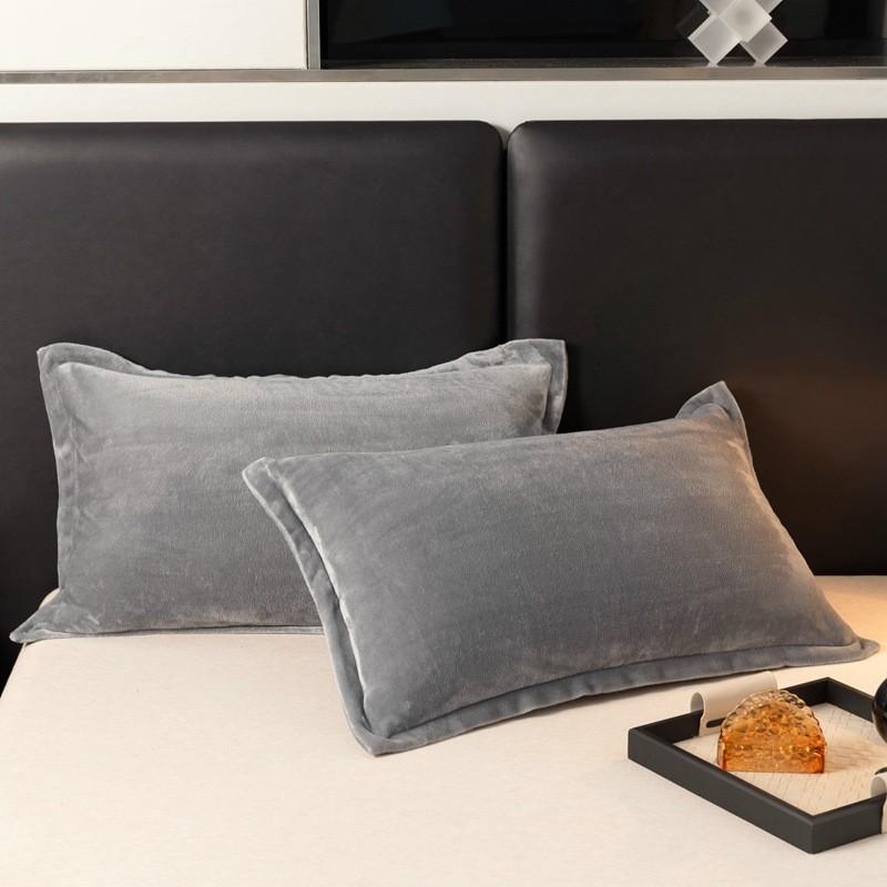 Modern Simplistic Doublesided Milk Velvet Pillowcase With Crystal Fleece For Home Comfort