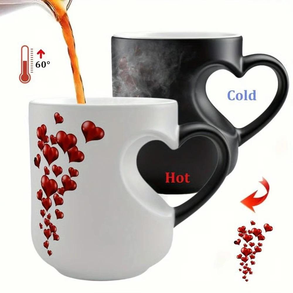 11oz Color Changing Ceramic Coffee Mug Heat Reactive Design Romantic Valentine Gift for Him Her