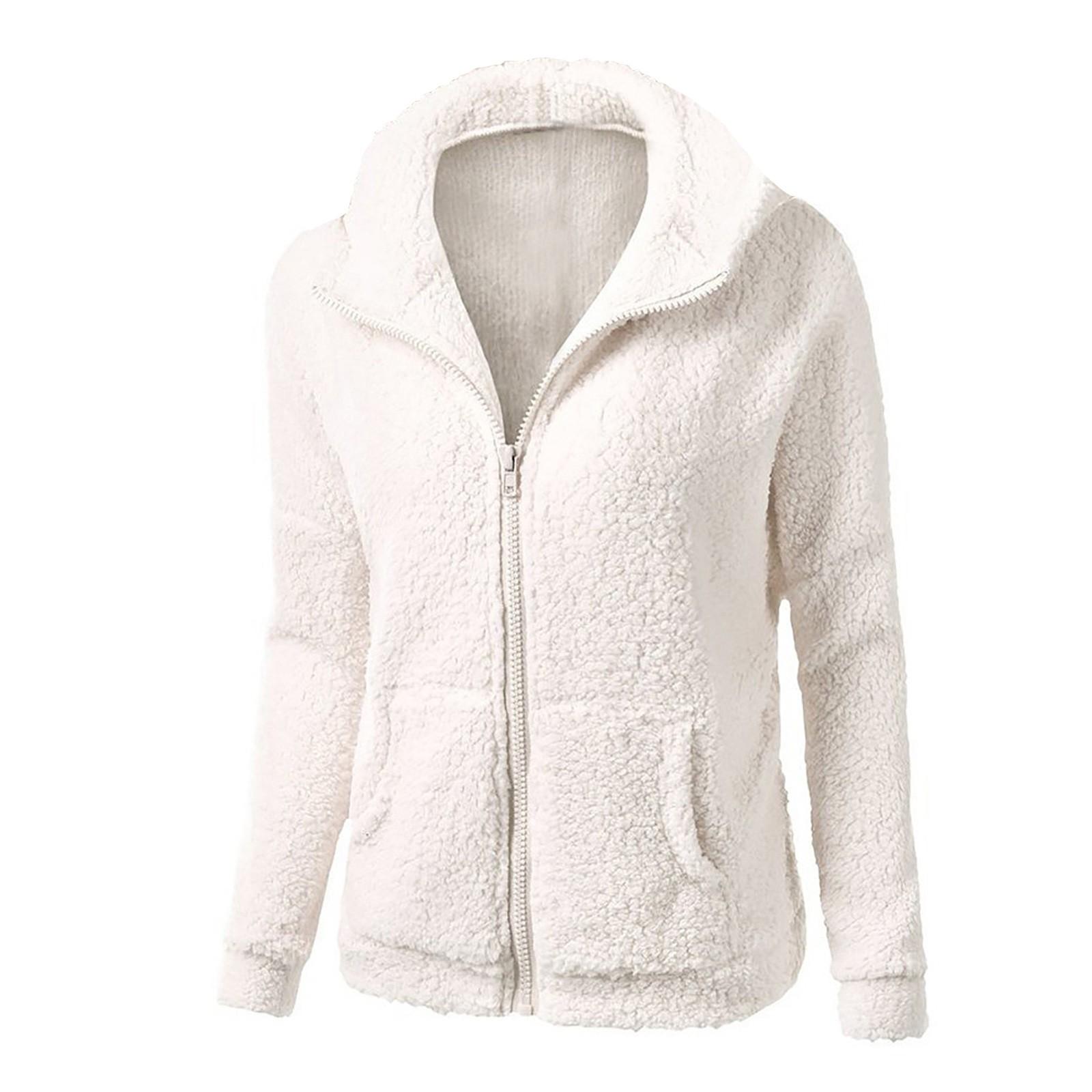 

Зимние плюшевые топы, модные осенне-зимние пальто для женщин, шерстяное пальто с капюшоном, женская куртка L белый