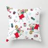 Christmas Cartoon Hand-Drawn Decorative Pillow Cover 45x45cm Living Room Car Holiday Home Decor
