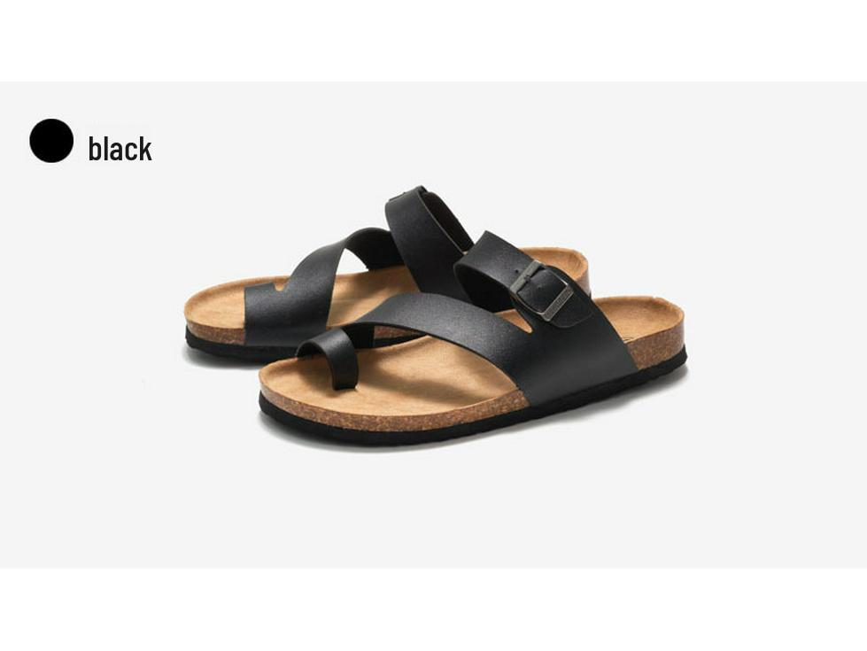 Men's Korean Style Cork Slip-On Sandals - Casual Summer Beach Flip Flops.