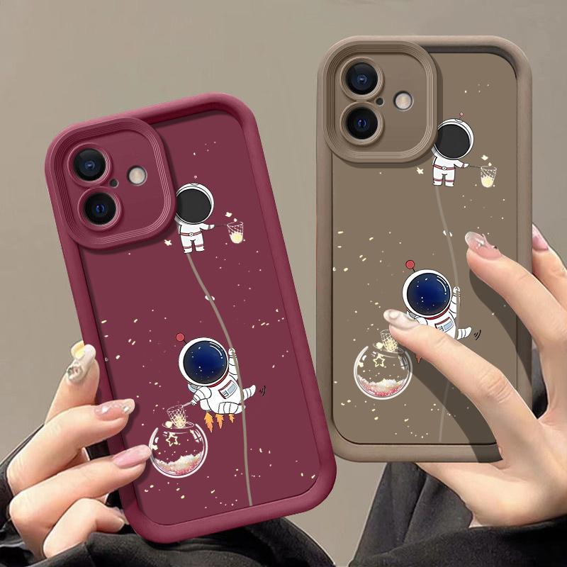 Outer Space Astronauts Phone case iPhone 15 Pro Max 11 12 13 16 14 Plus Silicone Shockproof Case Lens protector shell