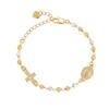 Bracciale con Perline del Rosario, Croce della Vergine Maria, Braccialetti con Crocifisso Cattolico per Donna, Gioielli Cristiani per Battesimo, Cresima, Comunione