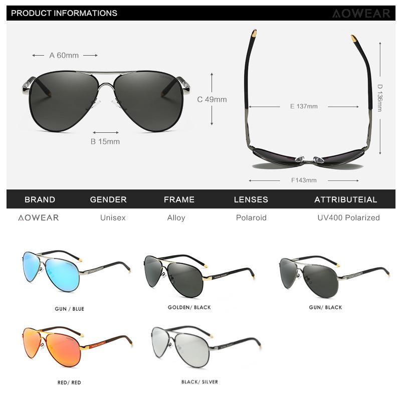 AOWEAR Męskie Okulary Lotnicze Męskie Polaryzacyjne Lustrzane Okulary Przeciwsłoneczne dla Mężczyzny HD Jazda Pilot Okulary Przeciwsłoneczne lunettes de soleil homme