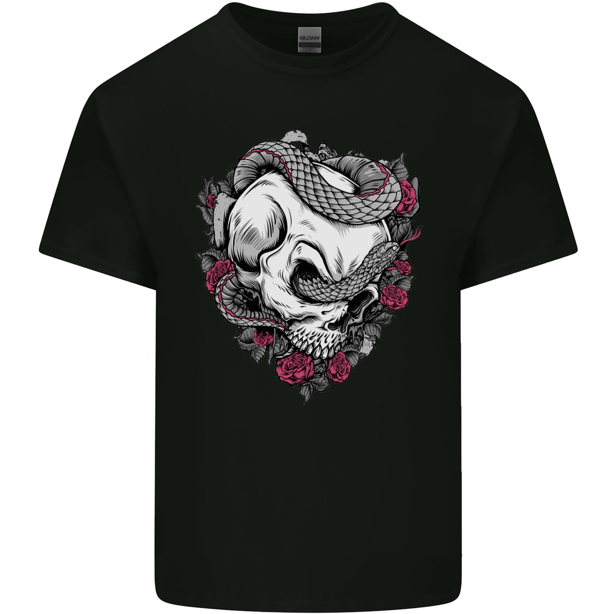 Snakes and Skull Biker Heavy Metal Gothic Unisexs Light Cotton TShirt S
