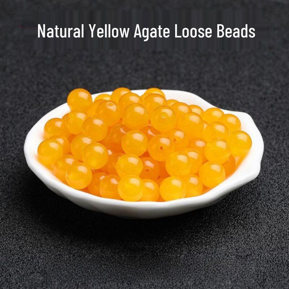 Natural Ice Jade Yellow Chalcedony Quartzite Beads for DIY Handmade Bracelets. 6mm