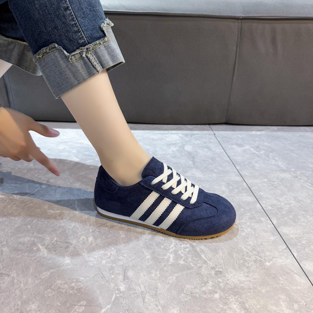 Soft leather retro German training shoes women's spring 2025 new flat-soled Forrest Gump shoes sports shoes soft-soled casual single shoes