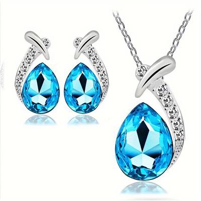 1set Fashion Exquisite Zirconia Mermaid Necklace, Earrings Banquet Wedding Jewelry Set, Necklace Earrings Set For Men