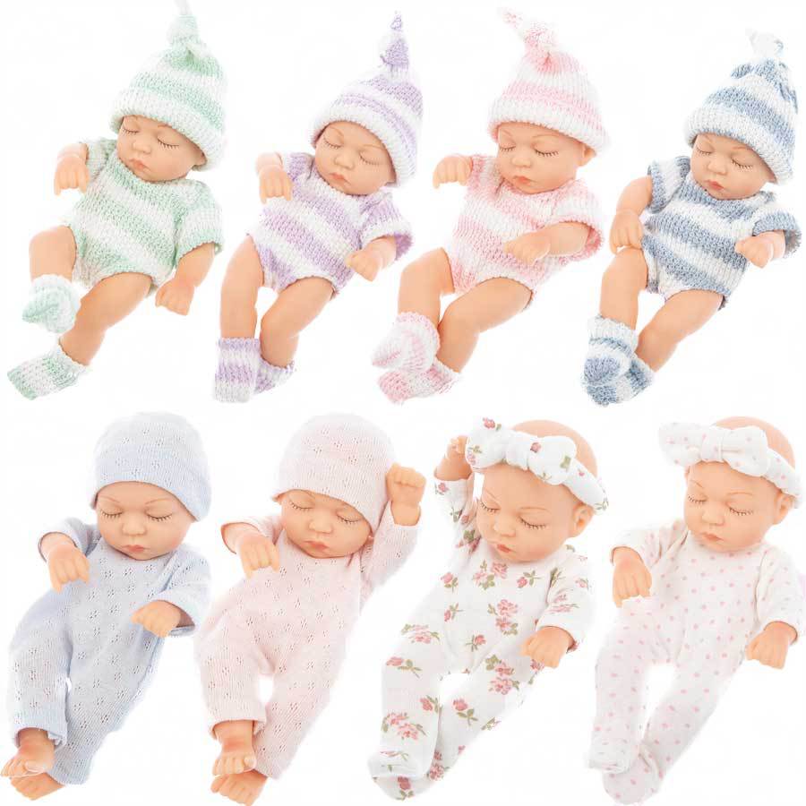 7-inch Simulation Reborn Doll Sleeping with Eyes Closed Palm Dolls Soft and Pinchable Waterproof Vinyl Beibei Doll Cute Mini Girl's Birthday Gift