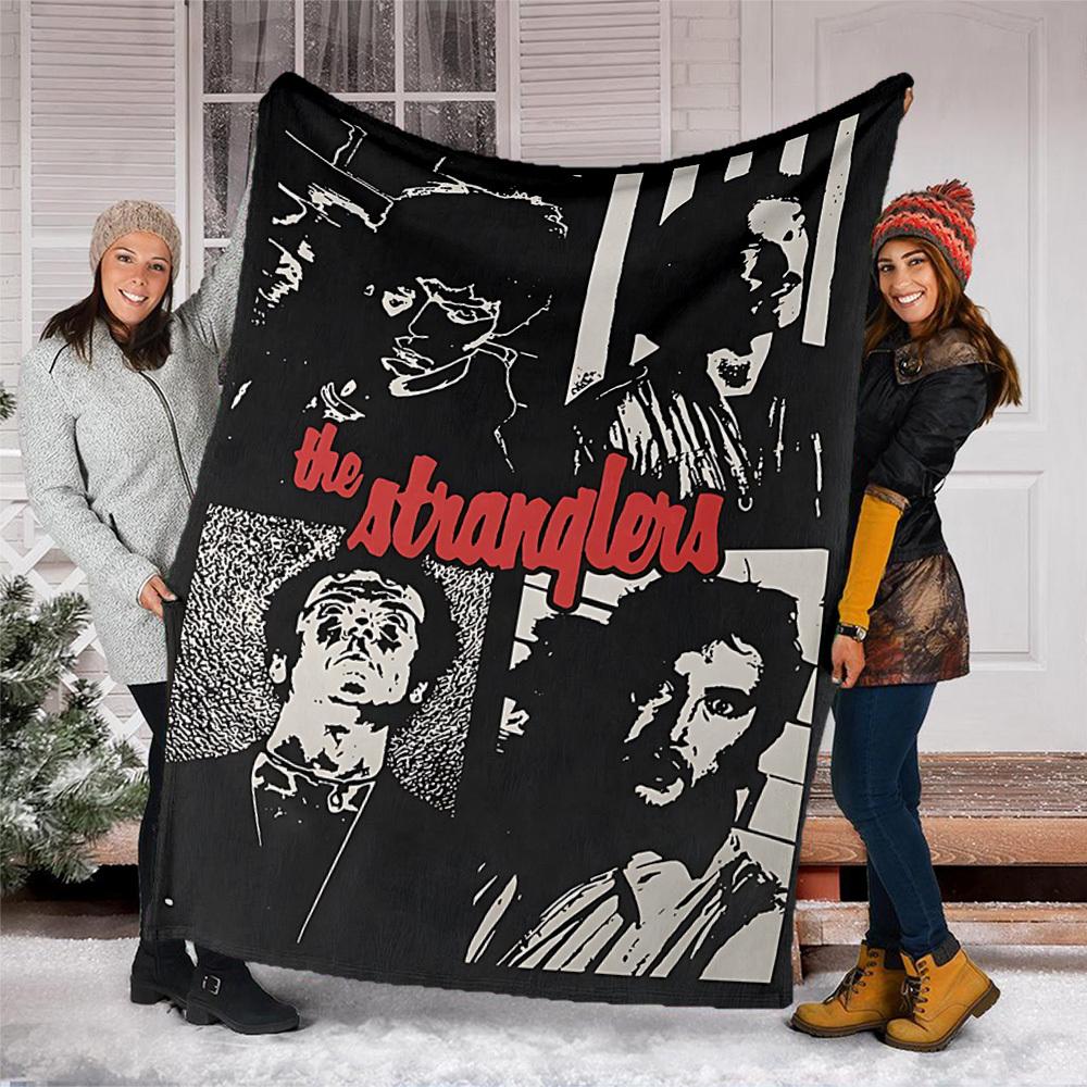 1pc The Stranglers Band Outdoor Flannel Blanket, Cozy & Warm Soft Te Playful Design, Napping Camping,