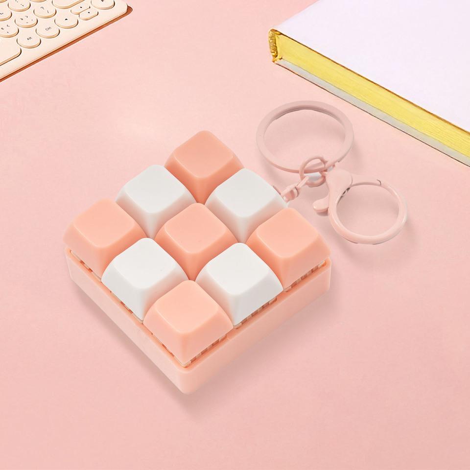 9 Keys Keyboard Fidget Toy Keychain Stress Relief Toys Finger Button Game Antistress Keycap Pendant for Children Adults Gift