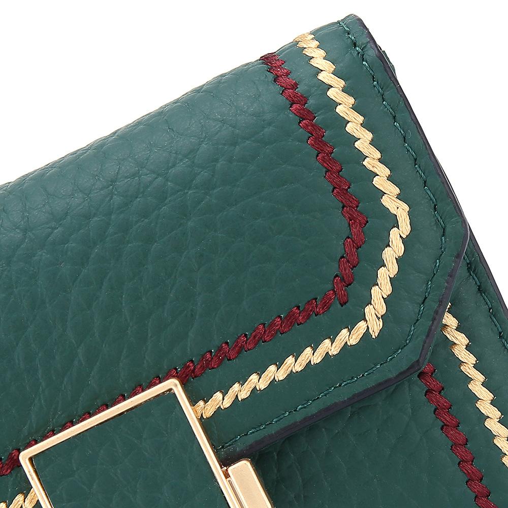 Fashion new sewing thread flip female card bag, Dali pattern first layer cowhide organ, small INS card clip tide