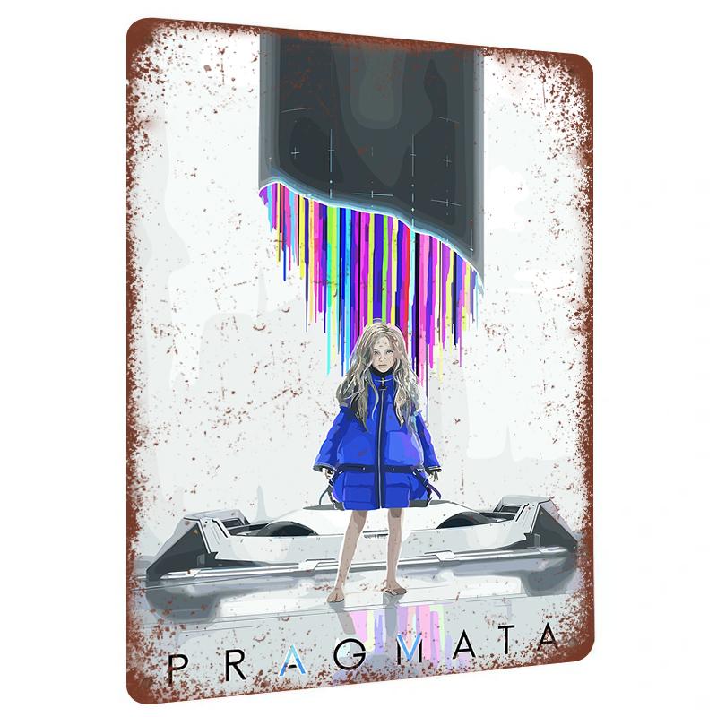 

Futuristic Tech Girl Metal Wall Art Modern Home Decor Living RoomHanging Decor 7.9x11.8In(20x30cm)