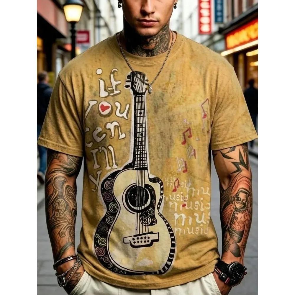 Summer Men's 3D Printed Crew Neck T-Shirt Fashion Versatile Breathable Trend Casual