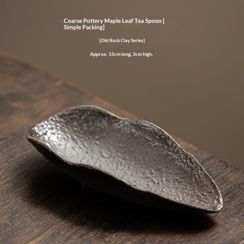 

Coarse Pottery Maple Leaf Tea Holder Old Rock Clay Household Tool Tea Ceremony Accessories Shovel Spoon Tea Scoop