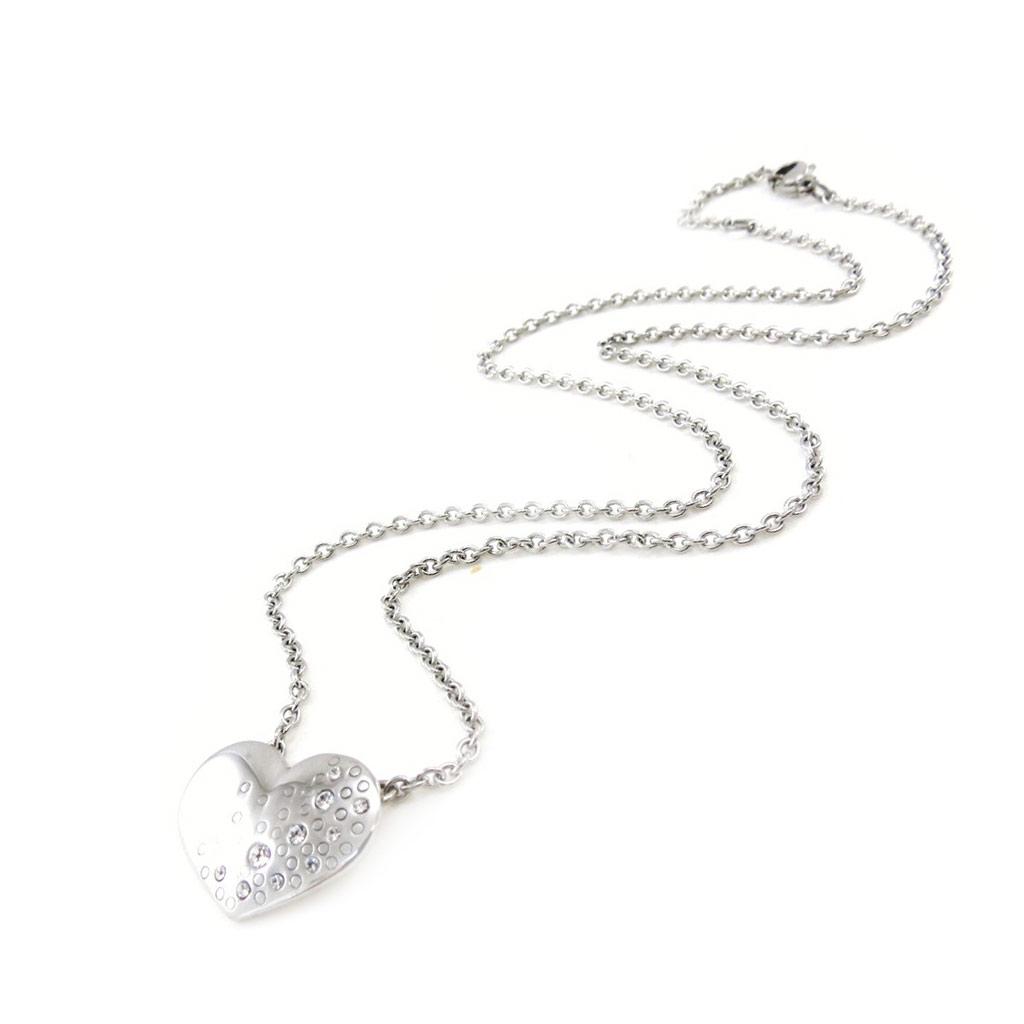 Les Trésors De Lily [J0078] - White 'Love' Steel Necklace