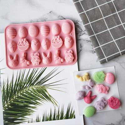 Leicht zu reinigende Kuchenform mit 18 Mulden, antihaftbeschichtet, nützliche Happy Easter Egg Rabbit Schokoladen-Backform