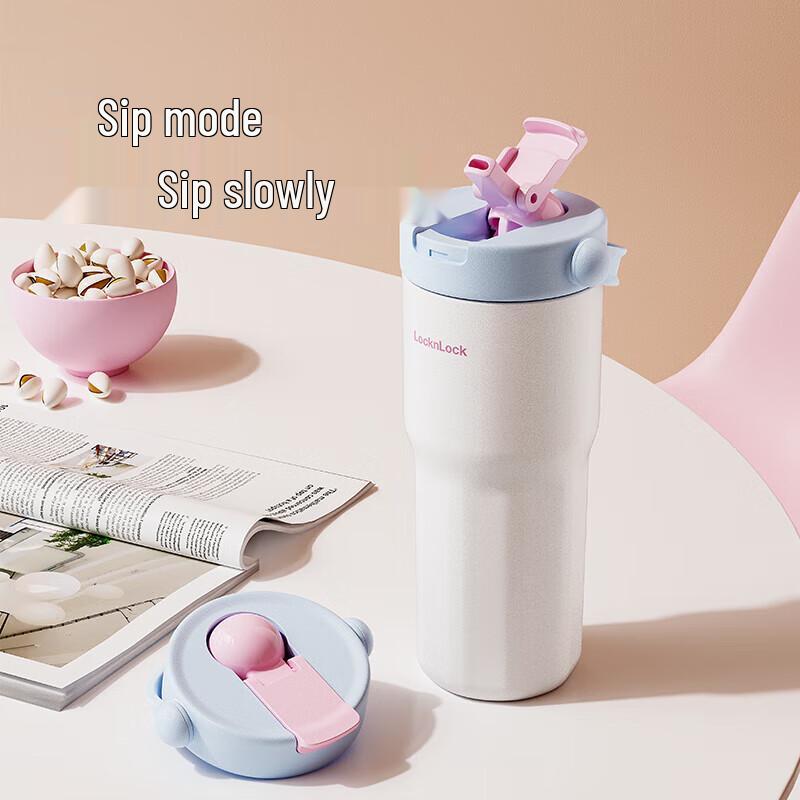 LOCK&LOCK Portable Insulated Tumbler with Straw and Handle