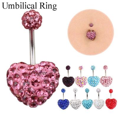Heart-shaped Ball Stainless Steel Belly Button Rings Navel Piercing Body Piercing Umbilical Ring