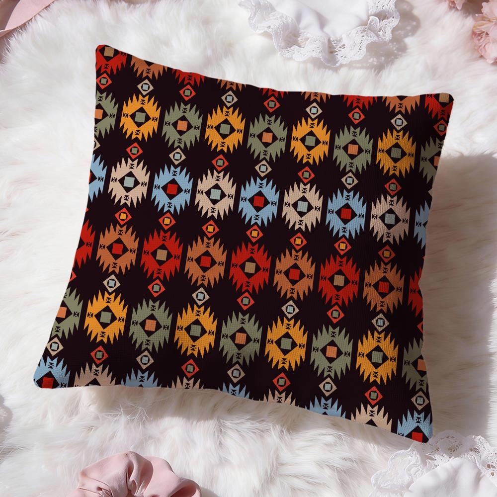Fashion N-NNative Fabric Pattern Cushion Cover Soft Washable Pillow Case Multi-Scene for Couch Bed Travel Office Use