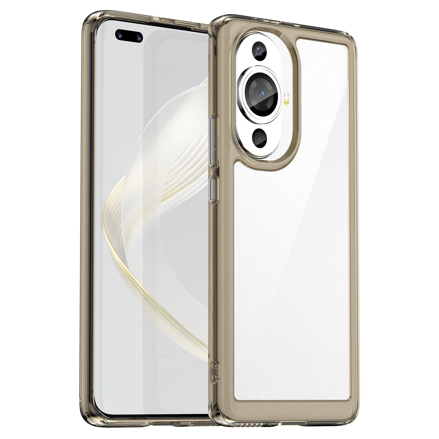 

For Huawei nova 11 Pro/nova 11 Ultra Transparent Phone Case TPU+Acrylic Smartphone Cover Transparent Grey