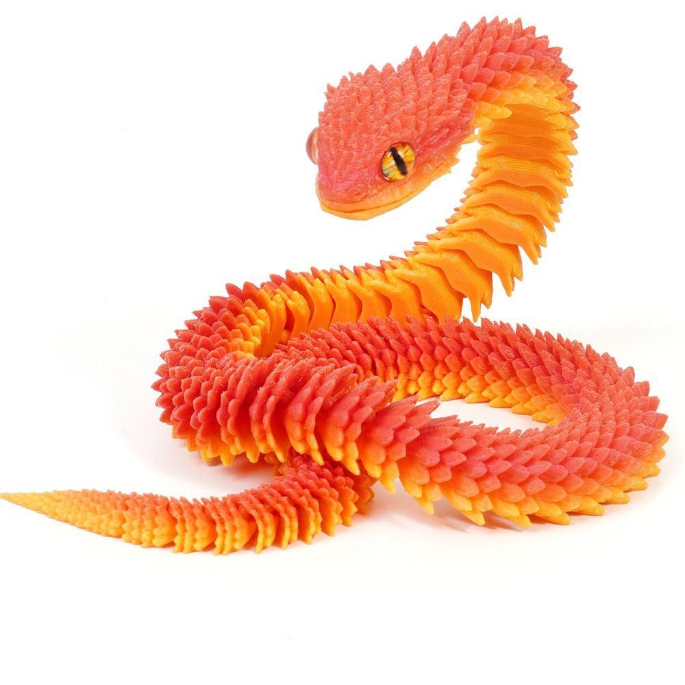 Realistic 3D Printed Snake Toy Multicolor Animal Simulation Model Car Decoration