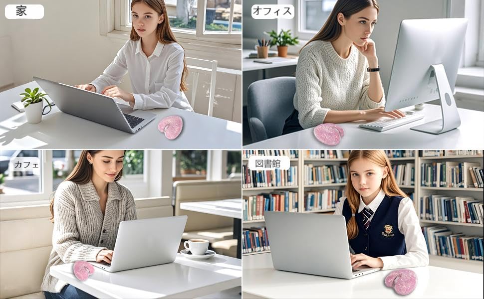 Wireless Diamond Bluetooth Mouse with USB Quiet Compatible with and Rechargeable Quiet Stylish Design Heart-Shaped Receiver, 1000-1200-1600 DPI,