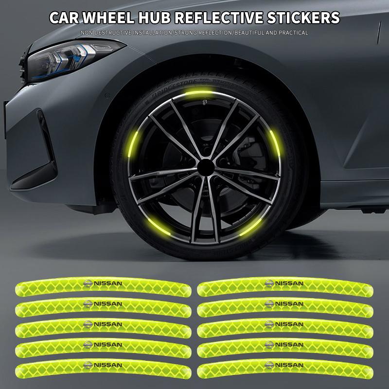 Luminous Car Wheel Hub Stickers Car Tire Rim Reflective Strips Sticker For Nissan Nismo GTR Versa Almera X-Trail Xterra Qashqai