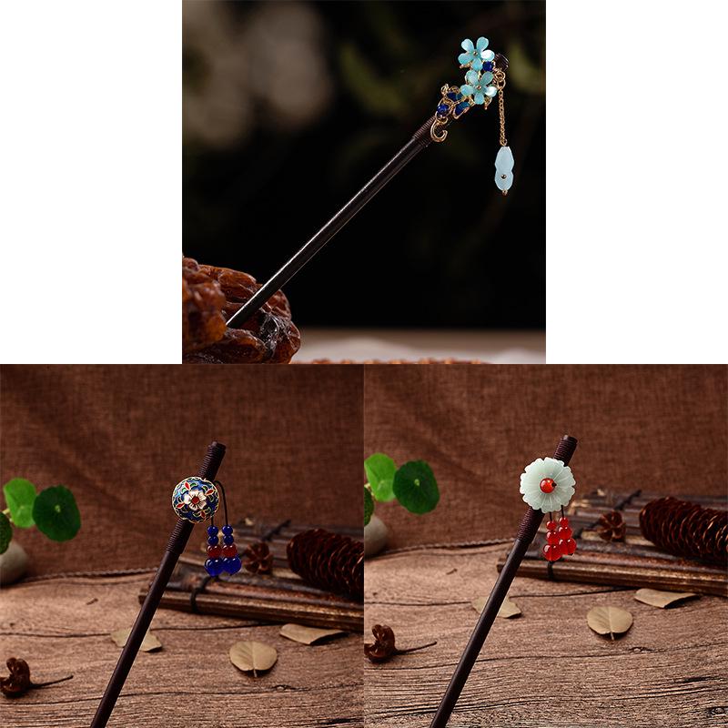 Tassel Wooden Hairpin: Chinese Style Ethnic Hanfu and Qipao Accessory
