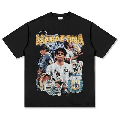 T-shirt de Football Diego Maradona Pour Hommes Femmes Surdimensionné Coton Pur Manches Courtes Haut Classique Décontracté Pour Look Urbain Port Quotidien