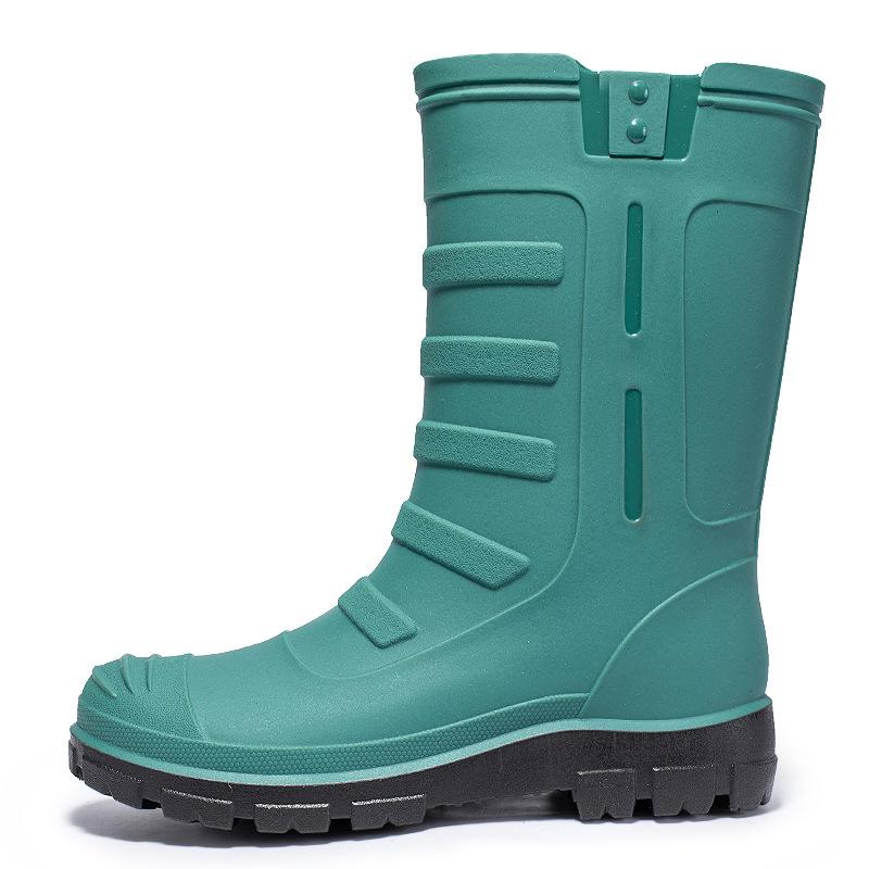 

Весенние мужские сапоги средней высоты и высокой высоты для улицы, водонепроницаемые, нескользящие, износостойкие, из ПВХ, резиновые сапоги для строительства, большие размеры 45 армия зеленый
