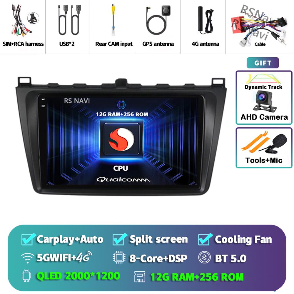 Android 14 Carplay Auto For Mazda 6 2008 - 2012 Car Radio 4G+WIFI Player Multimedia Stereo Navigation Video 360 Camera AI Voice