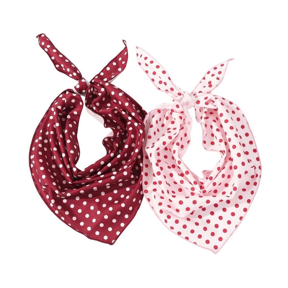 Polyester Polka Dots Triangle Scarf Thin Head Wraps Stacked Wear Foulard Hair Band Travel Matching