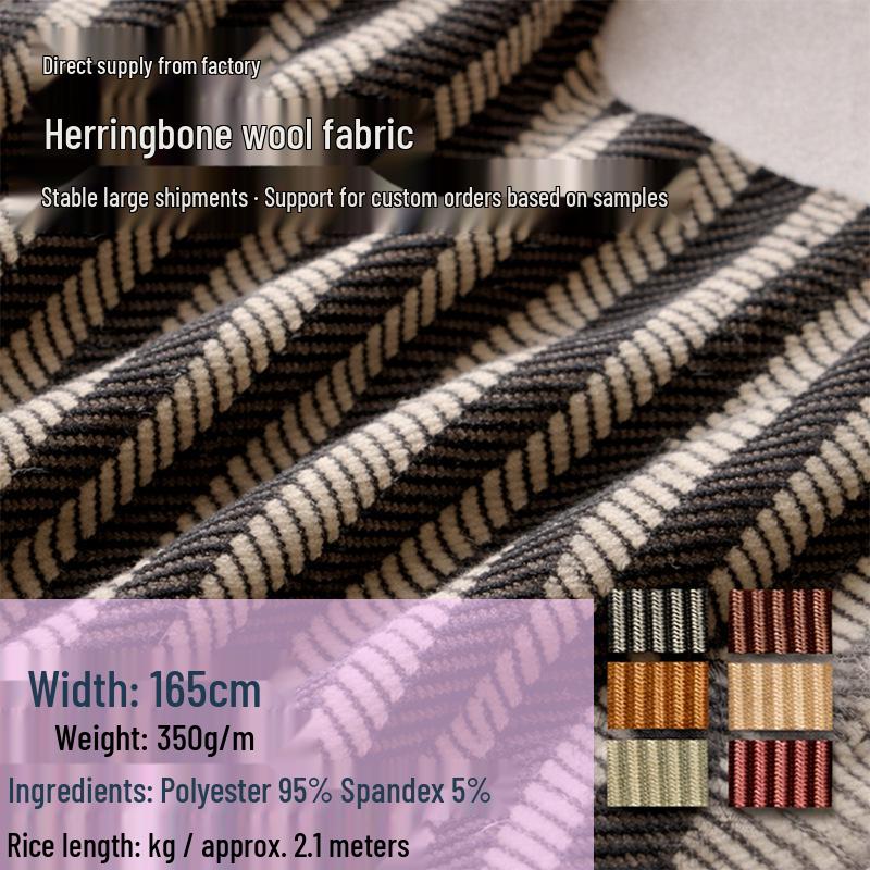 

Premium Herringbone Wool Fabric: Soft, Thick, High-End for Autumn/Winter Coats - 6 Colors